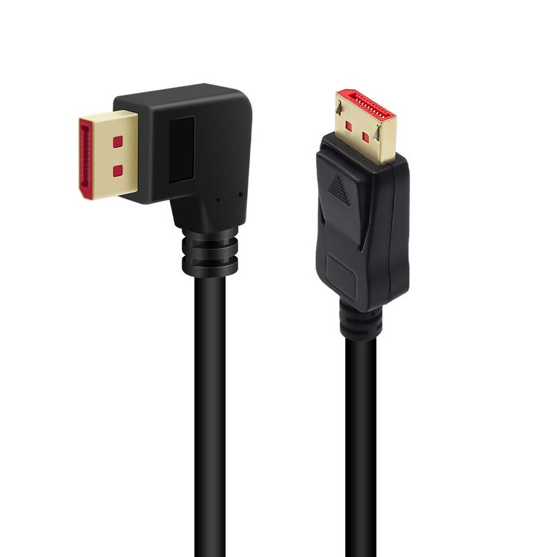 BolAAzuL 90 Degree Displayport 1.4 Adapter Cable, Right Angle Display Port Cable Left Angled 8K/60Hz, 4K/144Hz 6ft/1.8m Male/Male High Speed for SSUPD Meshlicious/Vertical Mounted GPU - Image 1